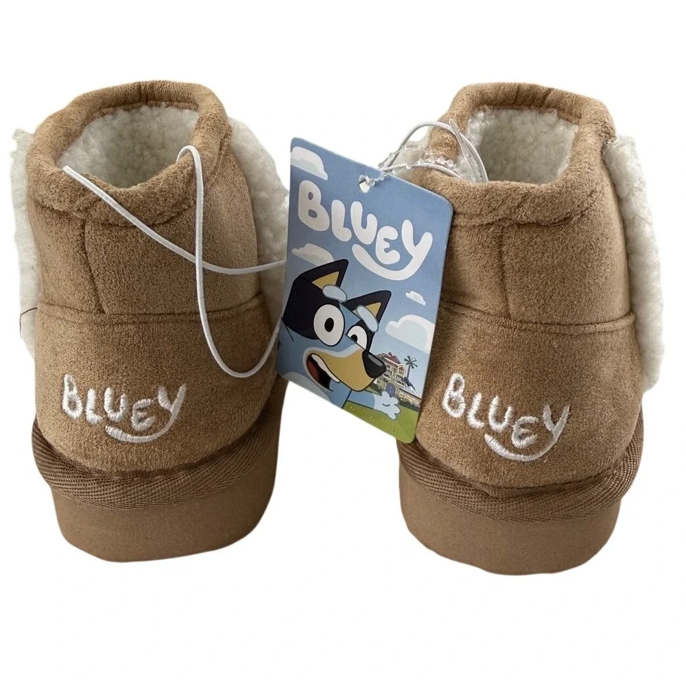 Bluey Toddler Tan EVA Winter Slipper Boots Faux Fur Lined Character‎ Shoes New